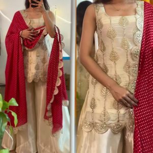 Designer top plazo set with dupatta