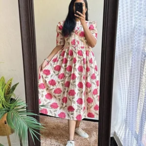 Printed Cotton Middi Gown