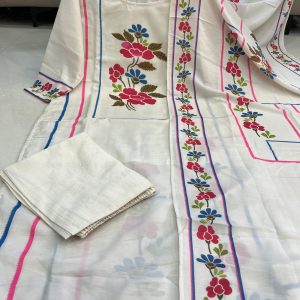 Muslin Set Printed floral on kurta with Pant and Dupatta