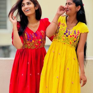 Floral Embroidery Frock