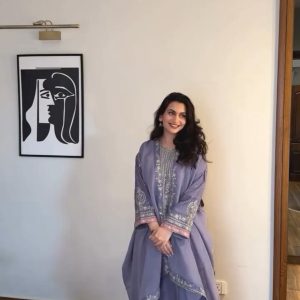 DESIGNER WEAR EMBROIDERED BOAT NECK TOP WITH PLAZZO PAIR