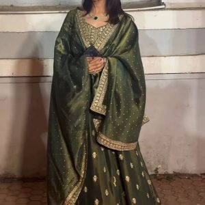 Gown -Pent Dupatta Set Fully Stitched Ready To Wear *