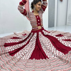 Ajarakh Prink Rayon Cotton Lehanga Choli