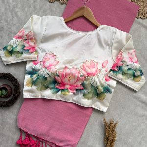 Handloom Khadi Cotton Saree with Handwork Blouse