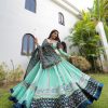NEW DESIGNER HEAVY SILK EMBROIDERED SEQUNCE LEHANGA CHOLI (TEAL)