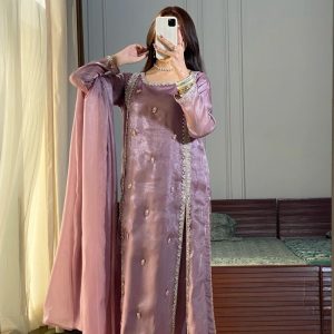 Launching New  Đěsigner Party Wear Look Pur jimmy choo Silk Top Plazzo & Dupatta Set*